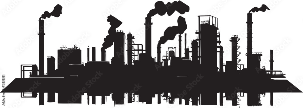 Obraz premium Steel Symmetry Factory Area Icon Design Mechanical Metropolis Vector Logo of Industrial Zone