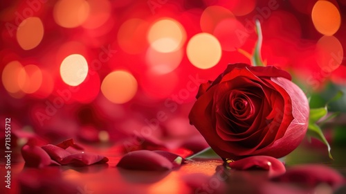 Single Red Rose on Table © FryArt Studio