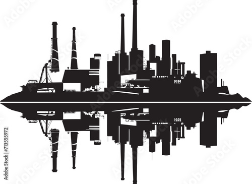 Modern Industry Blueprint Industrial Zone Symbol TechnoTopography Vector Icon of Manufacturing District