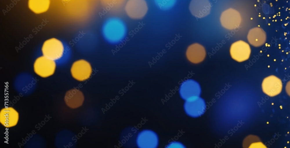 blue and yellow glow particle abstract bokeh background. - obrazy, fototapety, plakaty 