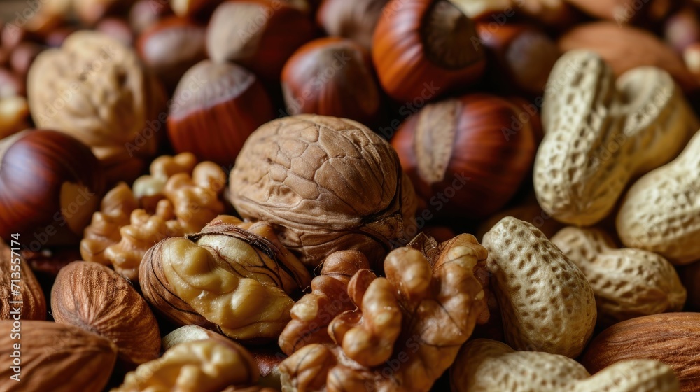 Walnuts, hazelnuts, peanuts and pistachios on wooden background Walnuts, hazelnuts, peanuts and pistachios on wooden background