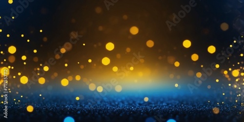 blue and yellow glow particle abstract bokeh background.