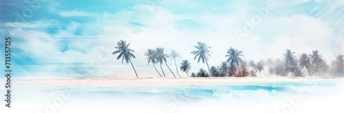palm trees on a beach near a blue body of water