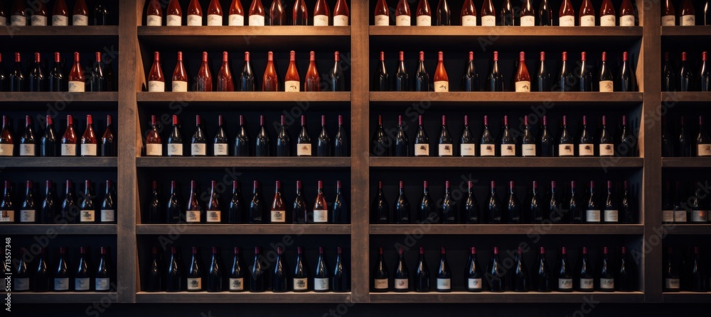 rows of wine bottles on racks in a cellar