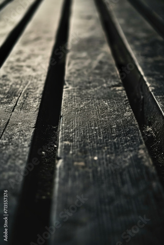 A detailed view of a wooden bench. Suitable for various outdoor or indoor settings