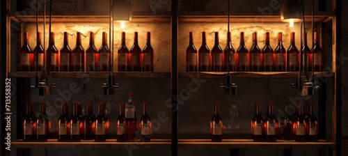 vintage red wine bottles in a rack