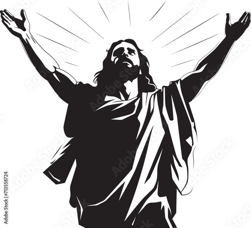 Saviors Physique Muscular Jesus Icon Design Resurrection Glory Vector Logo of Muscular Christ