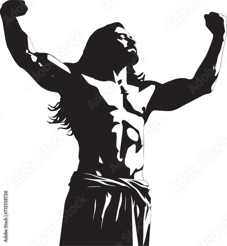 Divine Fitness Vector Design of Muscular Jesus Saviors Physique Muscular Jesus Icon Design