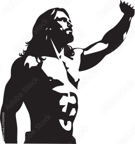 Heavenly Physique Vector Logo of Redeemers Sculpt Resurrection Vigor Muscular Jesus Emblem Design
