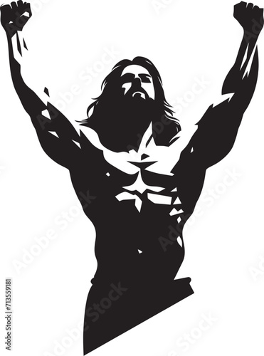 Wallpaper Mural Saviors Strength Muscular Jesus Vector Logo Holy Form Fitness Icon of Muscular Christ Torontodigital.ca