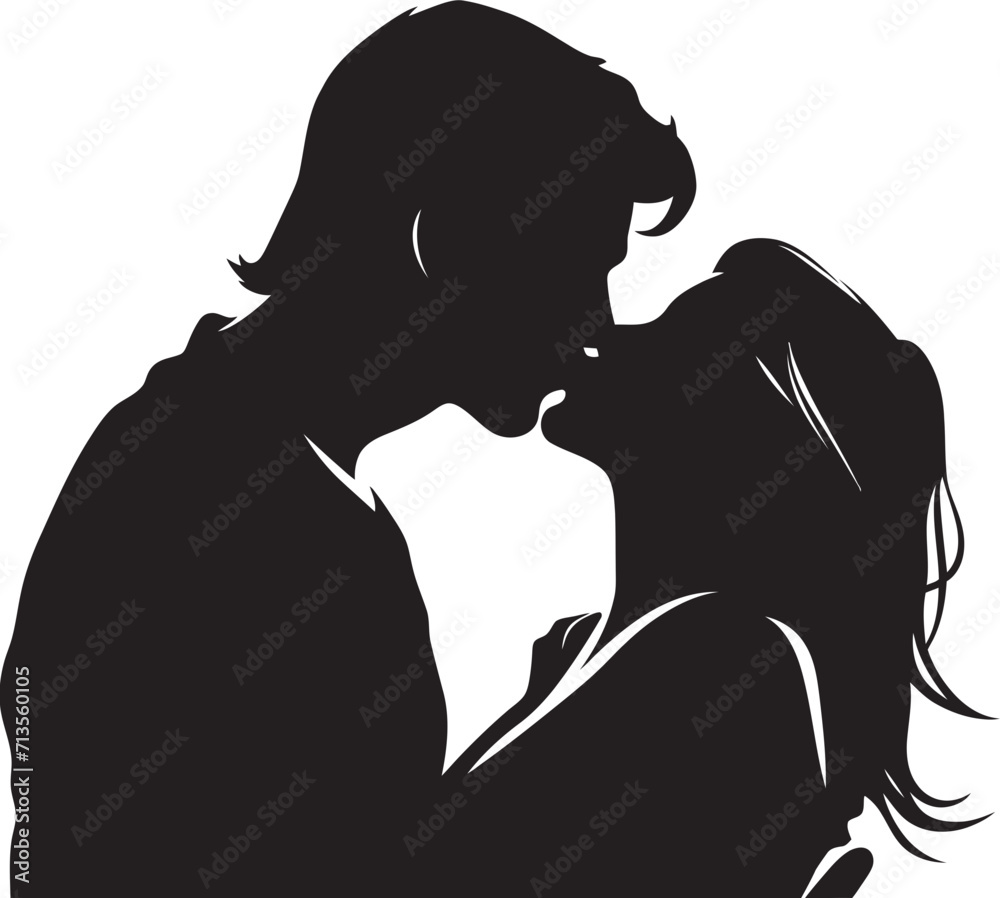 Endless Love Story Vector Logo of Kissing Duo Intertwined Souls Kissing Couple Emblem Design