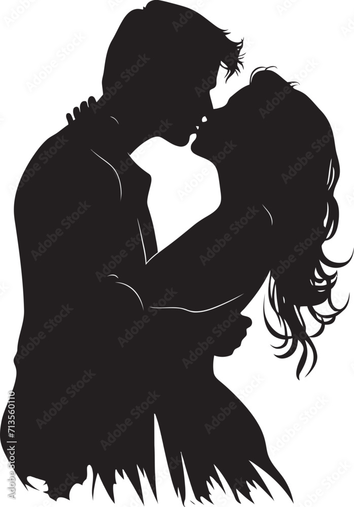 Romantic Embrace Vector Icon of Kissing Couple Passionate Fusion Emblem of Love in Vector Design