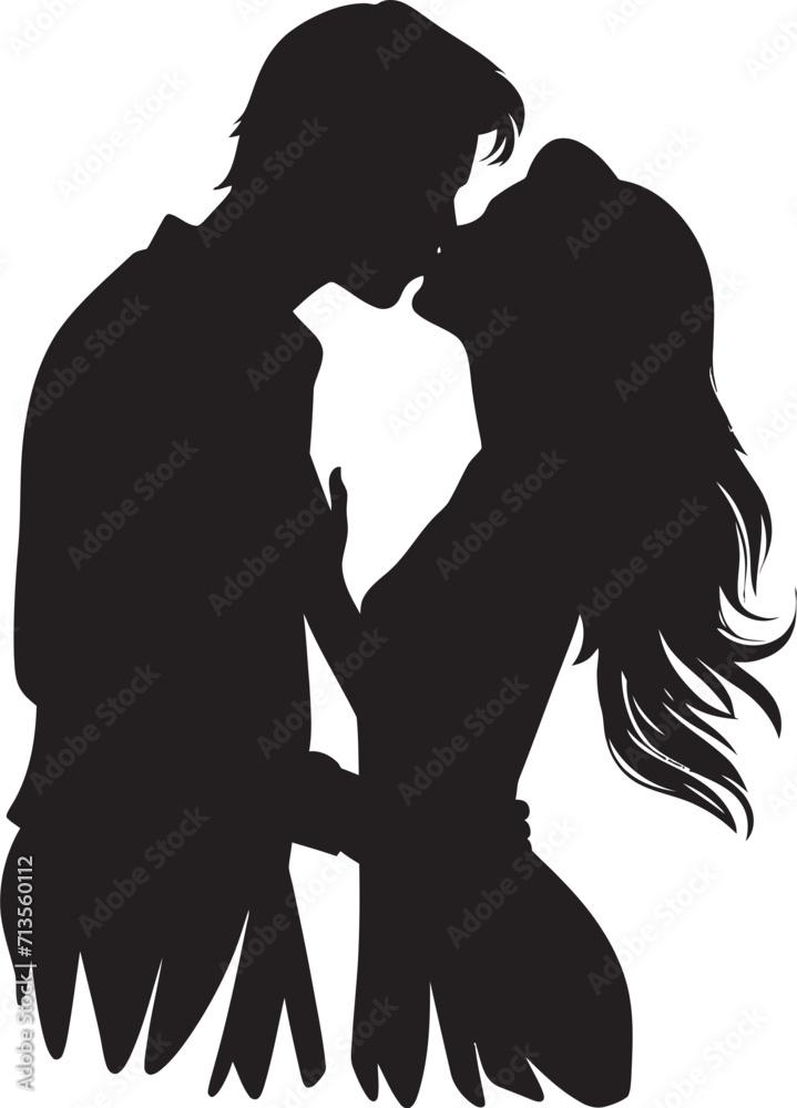 Tender Moments Loving Couple Logo Design Eternal Kiss Embrace in Vector Icon