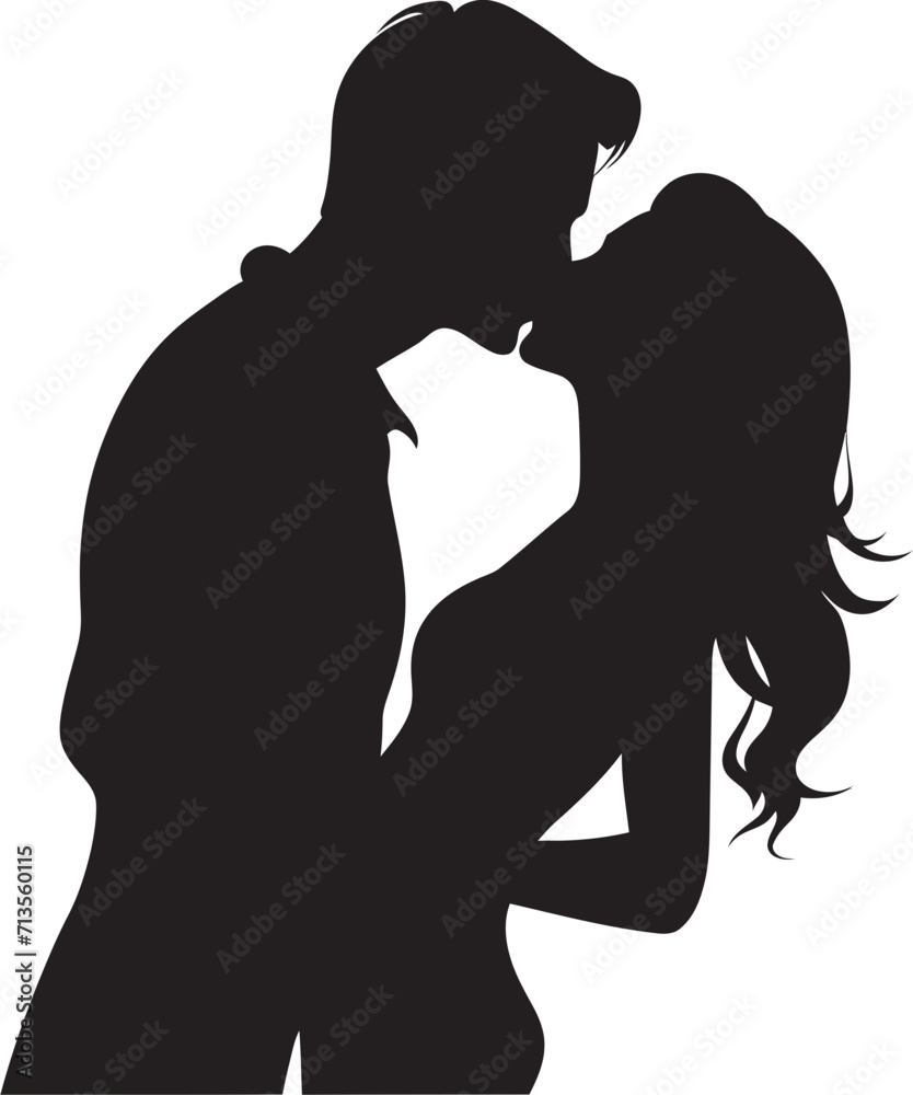 Sweet Connection Vector Design of Romantic Kiss Enchanting Bond Kissing Couple Logo