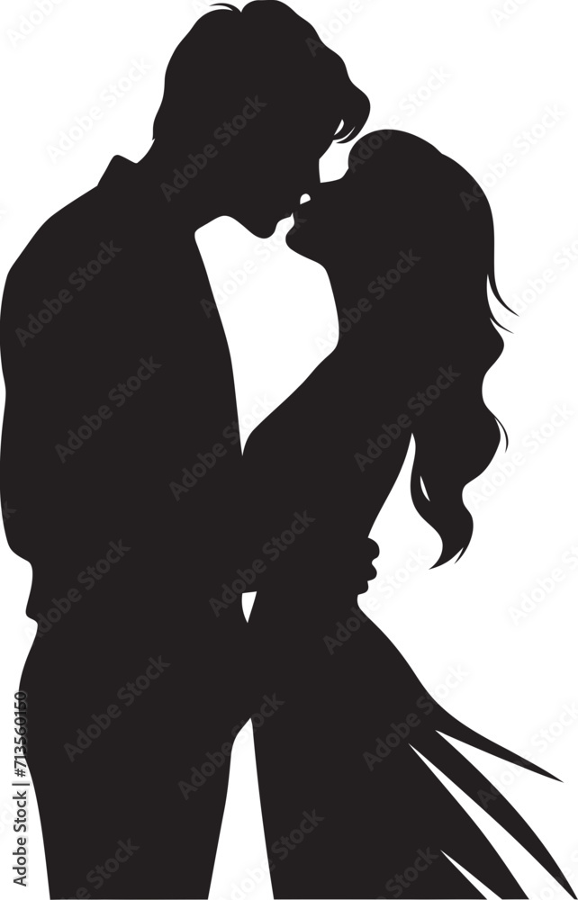 Tenderly United Vector Design of Affectionate Kiss Infinite Tenderness Emblem of Kissing Duo