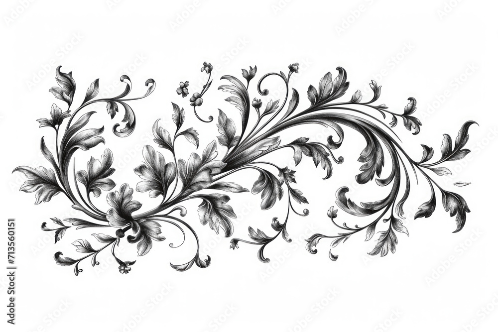 A black and white drawing of a floral design. Perfect for adding a touch of elegance and simplicity to any project or decor