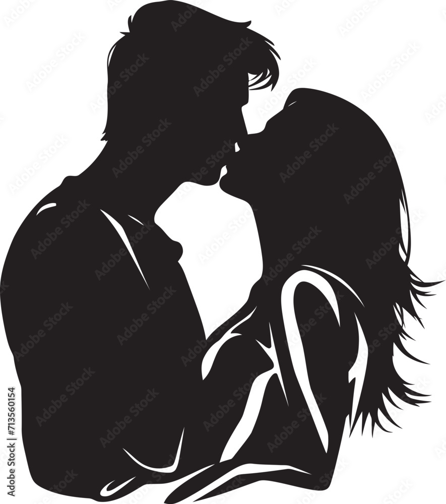 Intimate Whispers Loving Couple Icon Design Endless Passion Vector Kiss Emblem