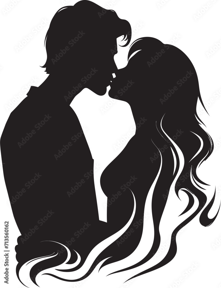 Romantic Symphony Vector Kiss Emblem Sweet Surrender Loving Duo Logo Design