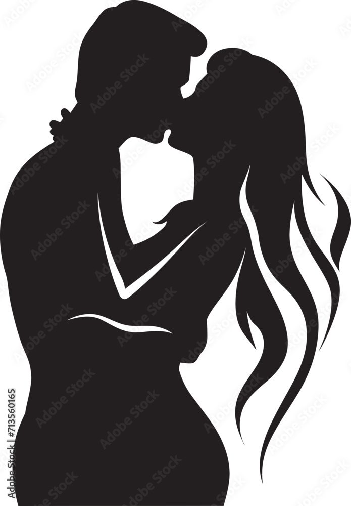Blissful Embrace Emblem of Romantic Connection Whispered Promises Vector Duo Logo