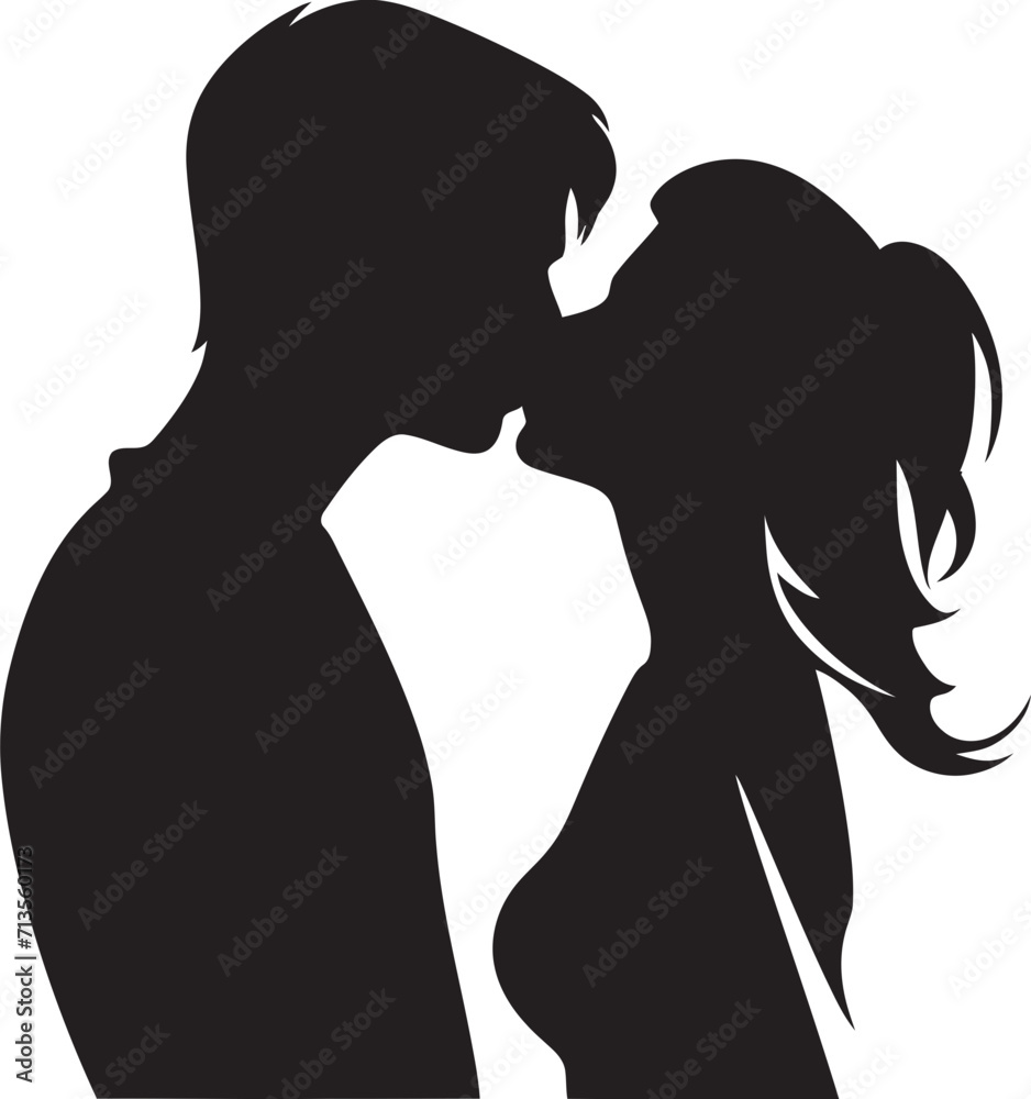 Passionate Union Vector Design of Tender Connection Eternally Yours Kissing Couple Icon