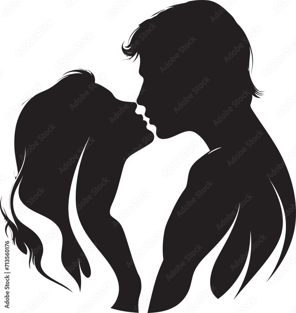 Whispered Promises Vector Duo Logo Celestial Connection Loving Couple Icon Design