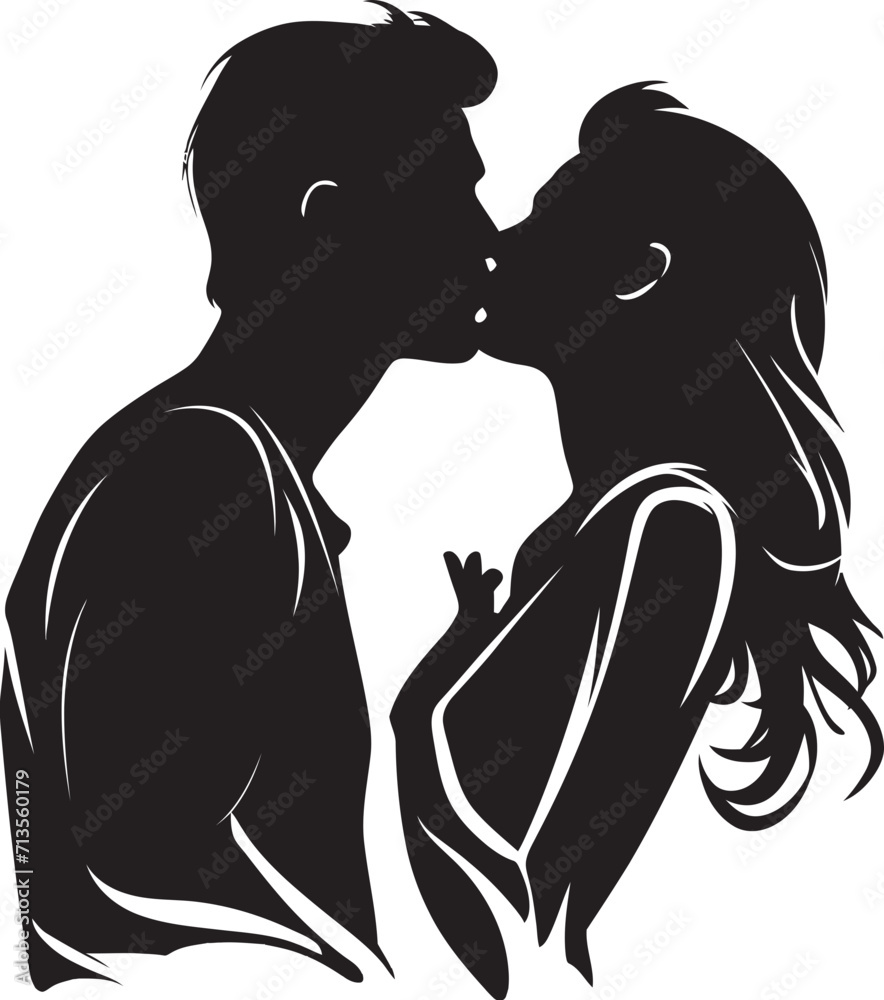 Infinite Love Affair Loving Duo Logo Design Intimate Harmony Emblem of Affectionate Kiss