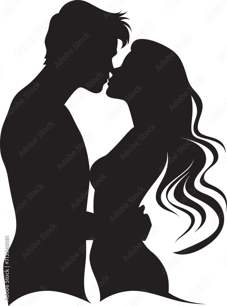 Celestial Kiss Loving Couple Logo Blissful Union Vector Design of Passionate Kiss