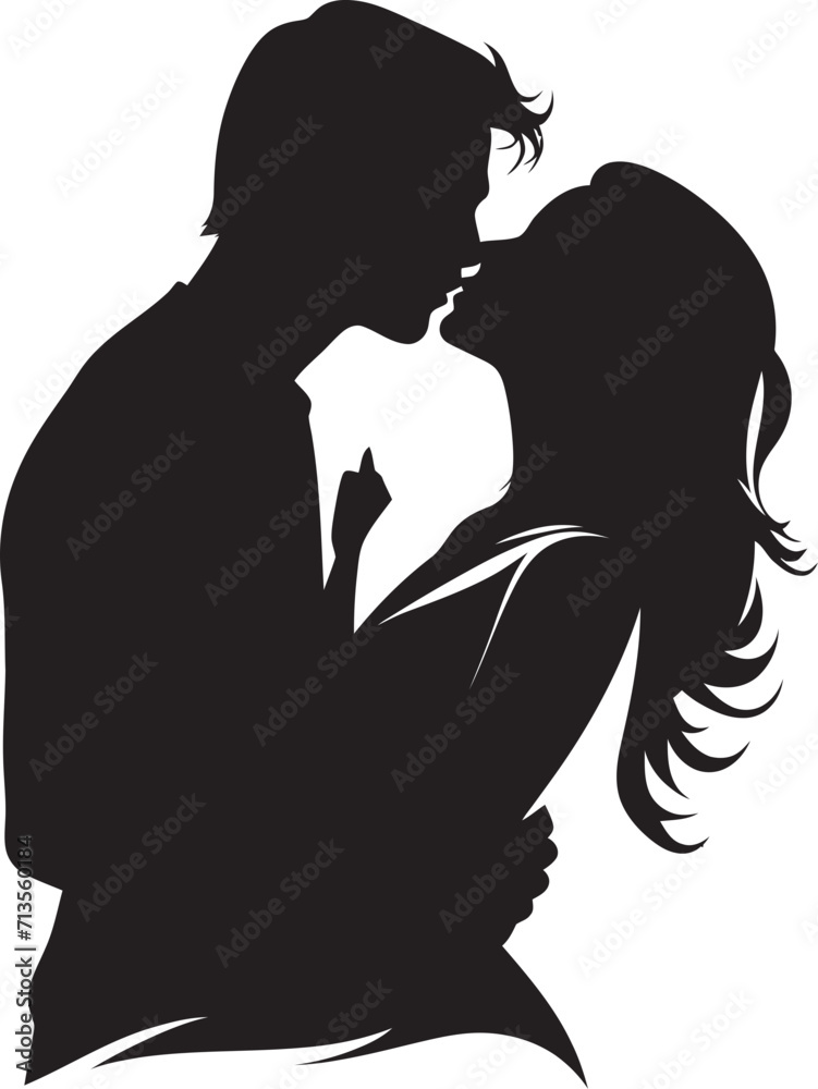 Intimate Harmony Emblem of Affectionate Kiss Whispering Hearts Vector Icon of Tender Embrace