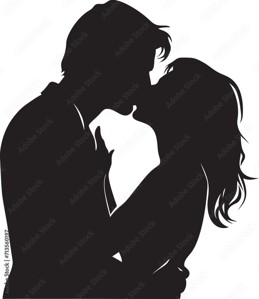 Blissful Connection Vector Design of Romantic Kiss Endless Embrace Emblem of Affectionate Duo