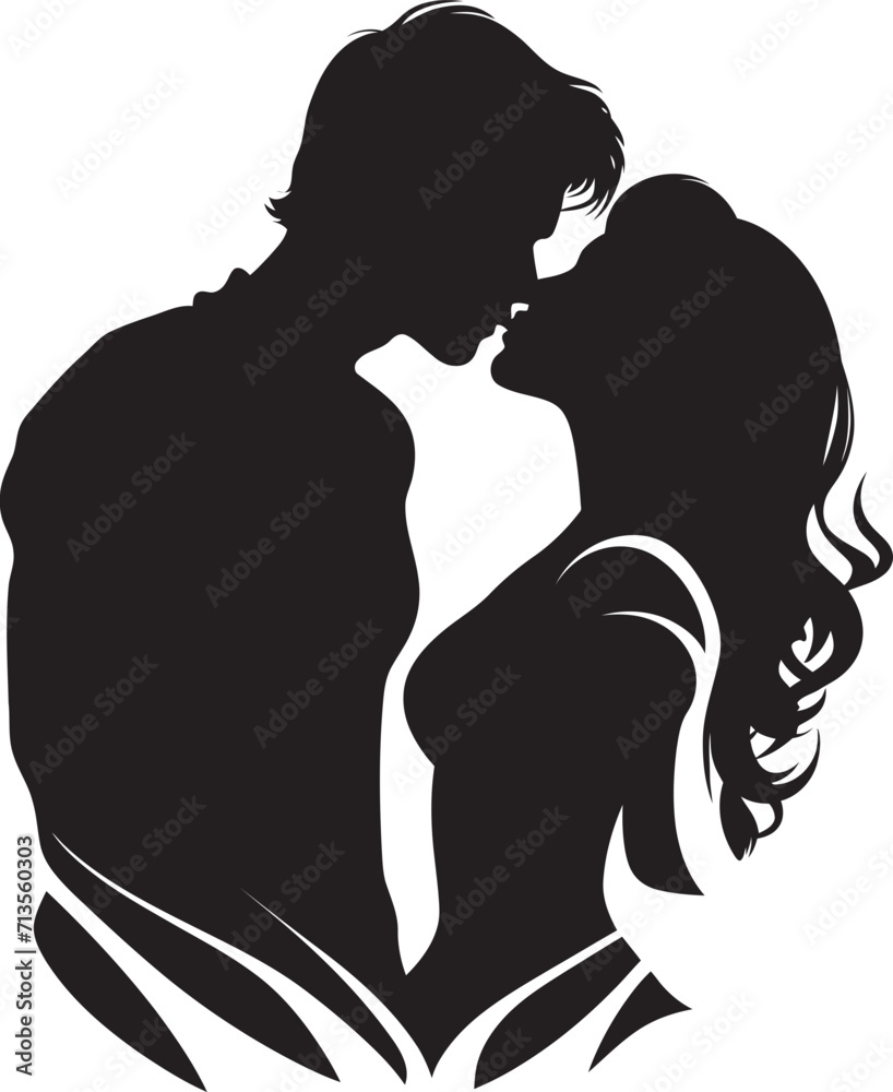 Eternally Yours Loving Duo Logo Infinite Bliss Vector Design of Tender Kiss