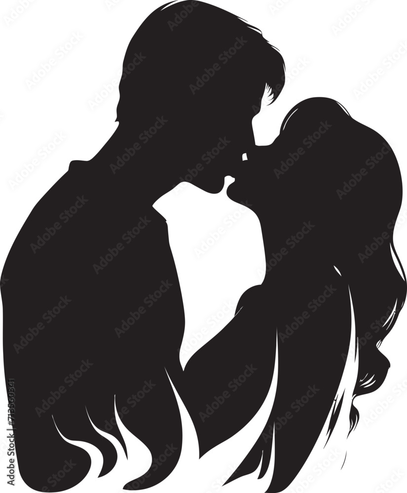 Celestial Harmony Emblem of Romantic Connection Romantic Symphony Vector Design of Affectionate Kiss
