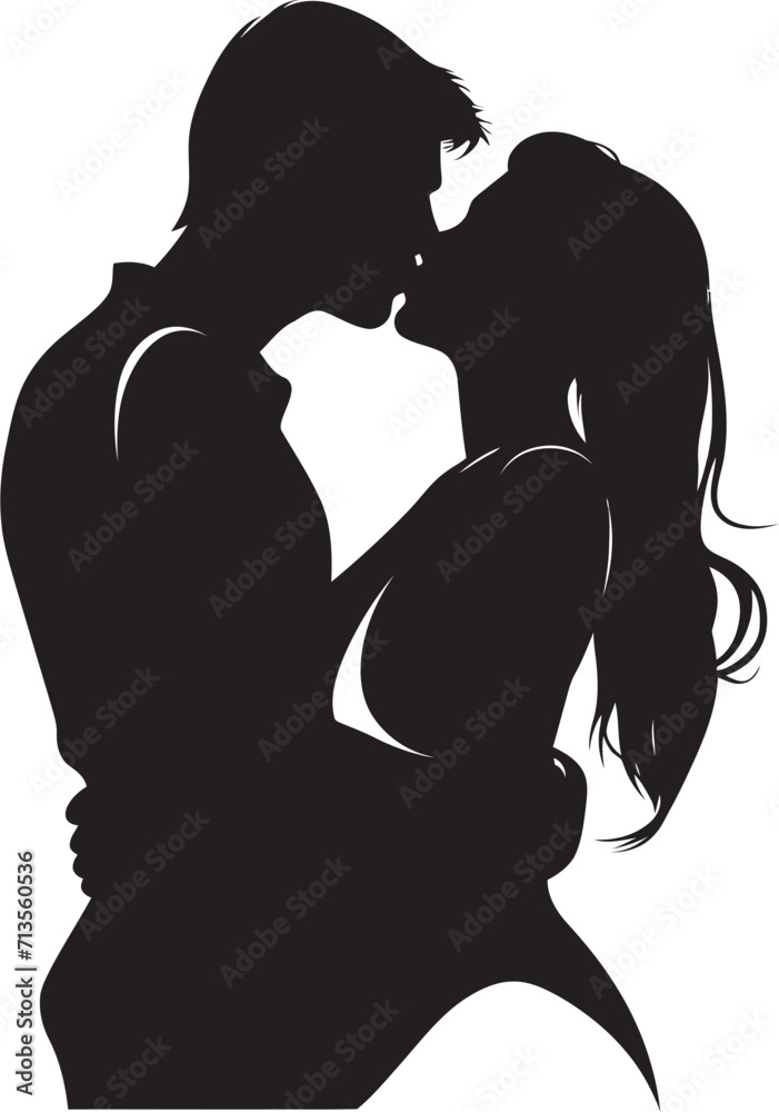 Whispers of Love Vector Design of Affectionate Kiss Celestial Kiss Loving Couple Emblem