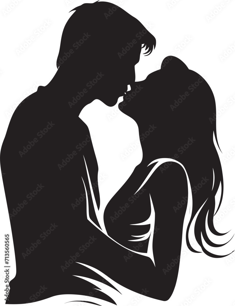 Amorous Whispers Emblem of Intimate Kiss Tender Unity Loving Couple Icon