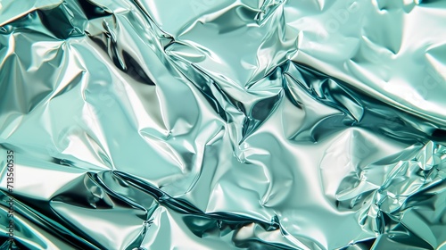 Mint Crumpled Aluminum Foil Texture
