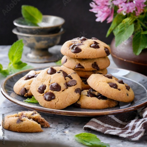 chocolate chip cookies and Flowers