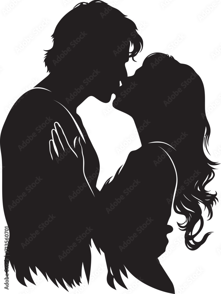 Blissful Embrace Vector Design of Passionate Kiss Whispered Promises Emblem of Kissing Couple