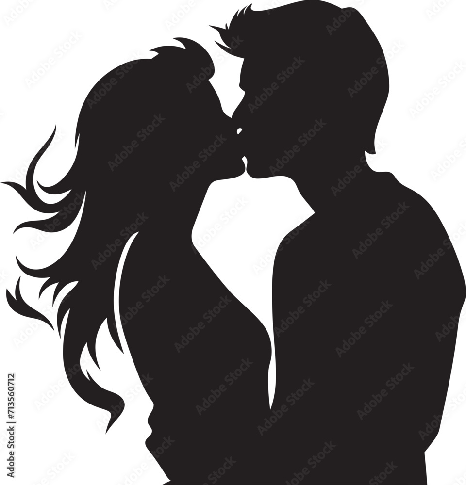 Sweet Surrender Vector Icon of Intimate Kiss Loves Embrace Kissing Couple Logo Design