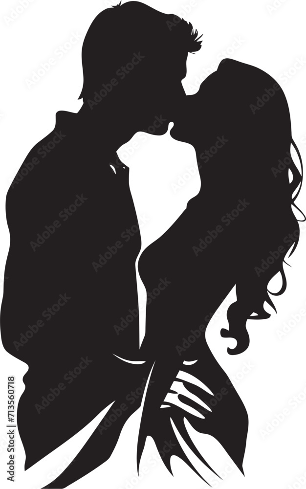Eternal Kiss Loving Couple Logo Tender Moments Vector Icon of Romantic Kiss