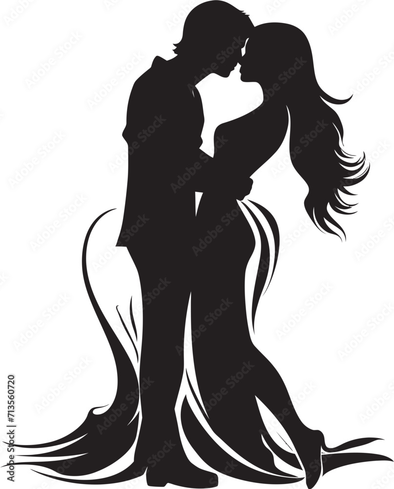 Eternally Yours Loving Duo Icon Enchanted Moments Vector Logo of Romantic Kiss