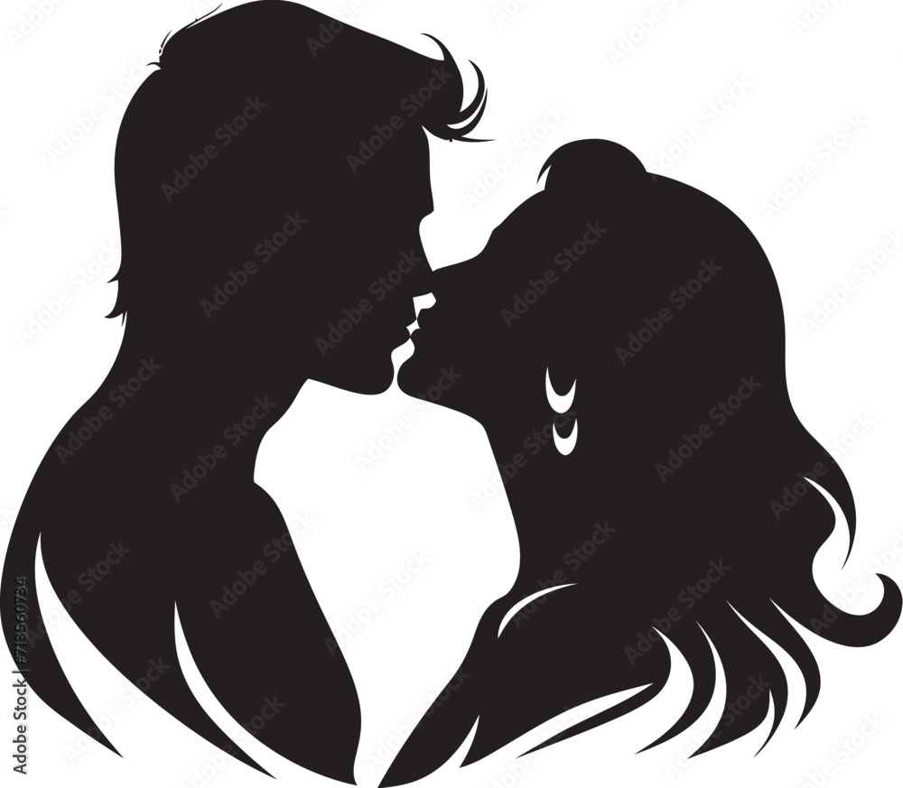 Intimate Harmony Iconic Emblem of Affection Whispering Hearts Vector Icon of Tender Kiss