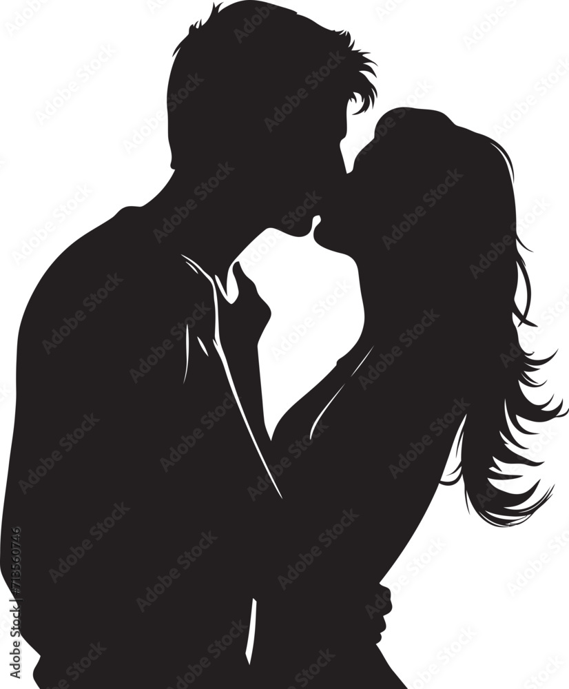 Whispering Hearts Vector Icon of Tender Kiss Celestial Kiss Loving Couple Logo