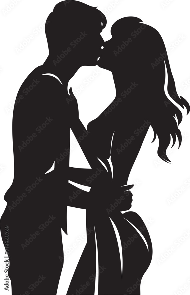 Passionate Promises Vector Icon of Intimate Kiss Celestial Harmony Loving Duo Logo