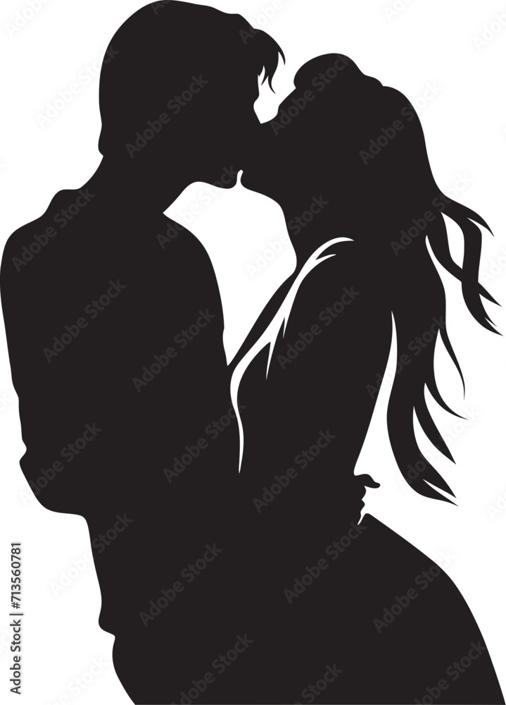 Eternal Tenderness Kissing Couple Emblem Design Passionate Promises Vector Icon of Intimate Kiss