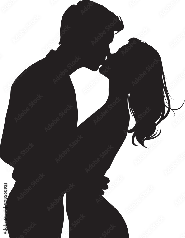 Whispering Hearts Loving Couple in Emblem Design Passionate Promises Vector Logo of Tender Kiss