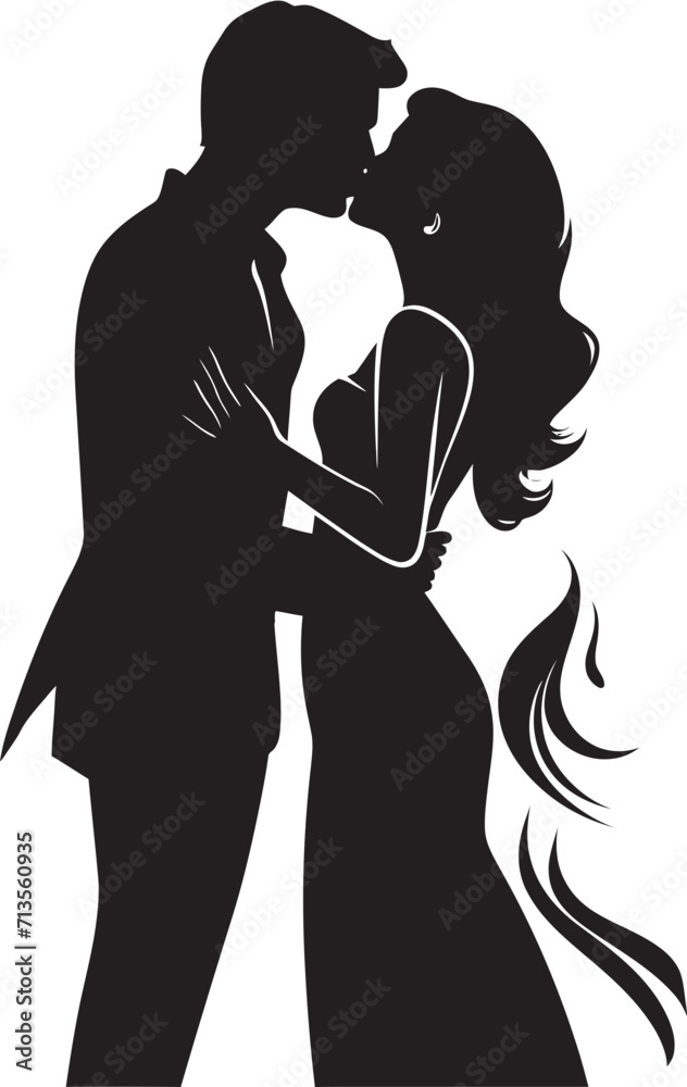 Endless Embrace Emblem of Kissing Couple Amorous Whispers Vector Logo of Romantic Kiss