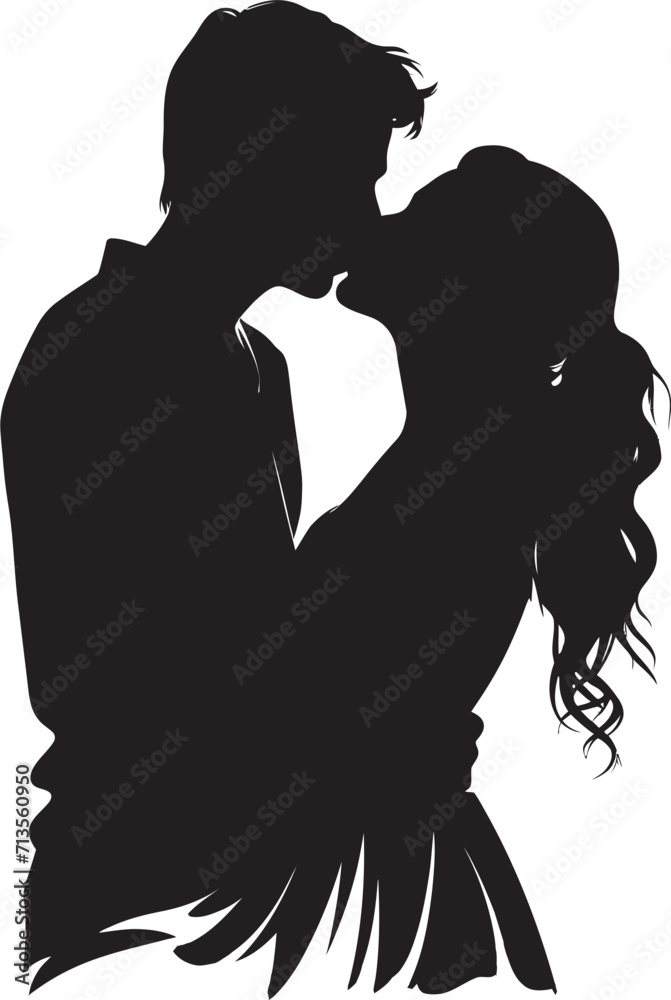Whispers of Love Vector Icon of Intimate Kiss Passionate Harmony Kissing Couple Emblem Design