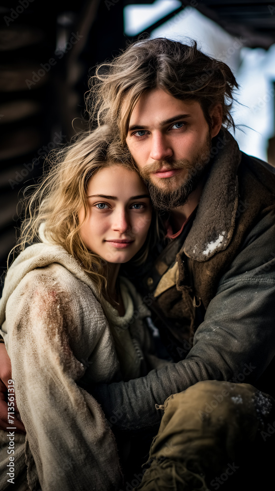 A man and a woman look at the camera.. Tenderness and love. Lovers and happy. A man and a woman look at the camera.. Tenderness and love. Lovers and happy.