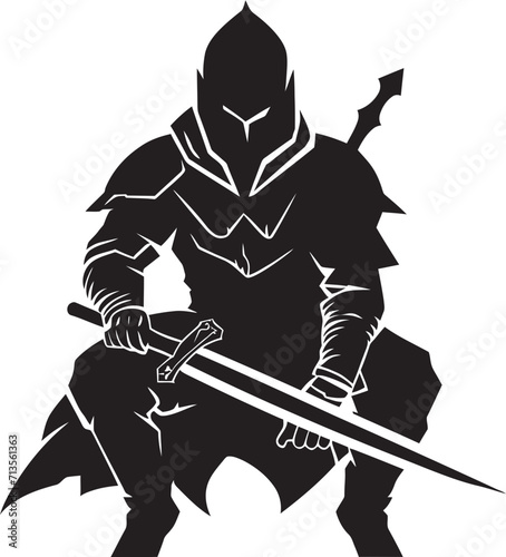 Ironclad Sentinel Mascot Logo Design for Lancer Soldier Warzone Warrior Vector Icon of Lancer Soldier Mascot