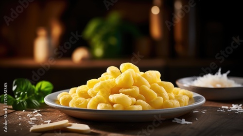 Gnocchi made of potato in a plate, Italian food