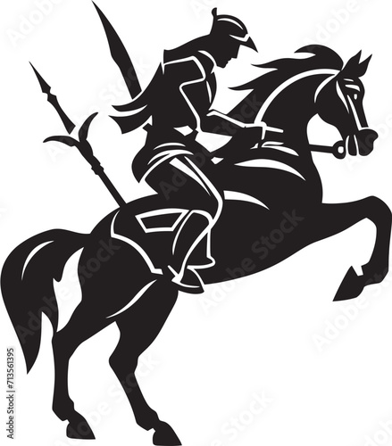 Stealth Sentinel Lancer Soldier Mascot Icon Iron Legionnaire Vector Logo of Lancer Soldier Mascot